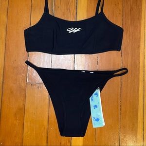 Off-White Authentic Logo Print Black Bikini